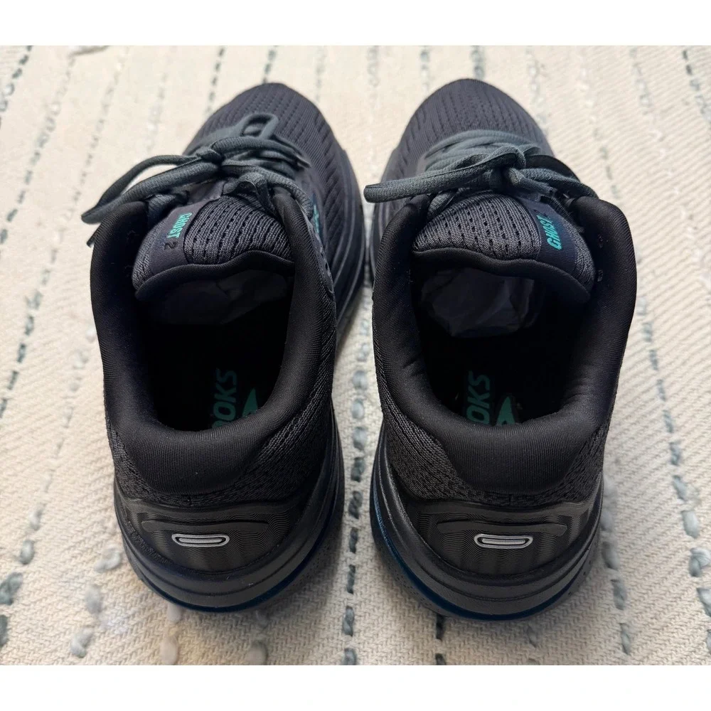 Brooks Ghost Max 2 Black Ebony Teal Running Shoes Mens 8.5 Wide 2E 1104312E081